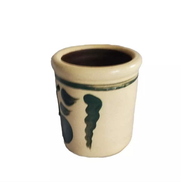 Shadowlawn Vintage Mini Crock Stoneware Pottery Planter Green Apple Small 3" - Picture 2 of 9